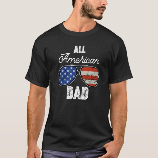 Distressed All American Dad USA Flag Sunglasses 4t Tシャツ (正面)