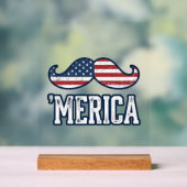 Distressed America Mustache Patriotic Vector Desig アクリルサイン (ニュートラル)