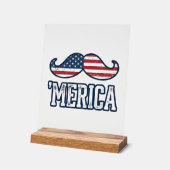 Distressed America Mustache Patriotic Vector Desig アクリルサイン (傾斜)