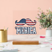 Distressed America Mustache Patriotic Vector Desig アクリルサイン (ウェディング)
