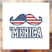Distressed America Mustache Patriotic Vector Desig ウィンドウサイン (シート2)