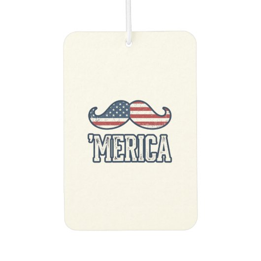 Distressed America Mustache Patriotic Vector Desig カーエアーフレッシュナー (正面)