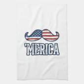 Distressed America Mustache Patriotic Vector Desig キッチンタオル (縦)