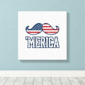 Distressed America Mustache Patriotic Vector Desig キャンバスプリント (インサイチュ (ウッドフロア))
