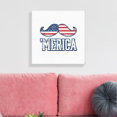 Distressed America Mustache Patriotic Vector Desig キャンバスプリント (インサイチュ (リビング))
