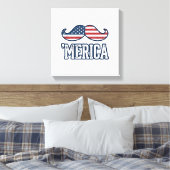 Distressed America Mustache Patriotic Vector Desig キャンバスプリント (インサイチュ (寝室))