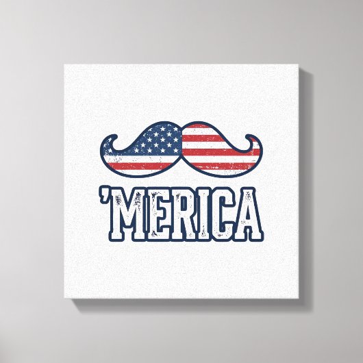 Distressed America Mustache Patriotic Vector Desig キャンバスプリント (正面)