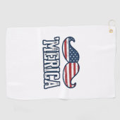Distressed America Mustache Patriotic Vector Desig ゴルフタオル (横)