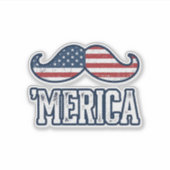 Distressed America Mustache Patriotic Vector Desig シール (正面)