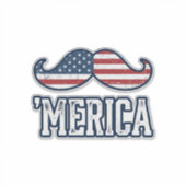 Distressed America Mustache Patriotic Vector Desig シール (正面)