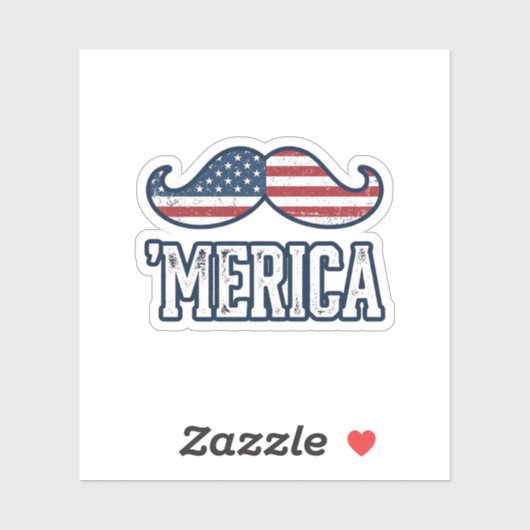 Distressed America Mustache Patriotic Vector Desig シール (シート)