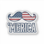 Distressed America Mustache Patriotic Vector Desig シール (正面)