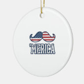 Distressed America Mustache Patriotic Vector Desig セラミックオーナメント (左)