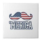 Distressed America Mustache Patriotic Vector Desig タイル (正面)