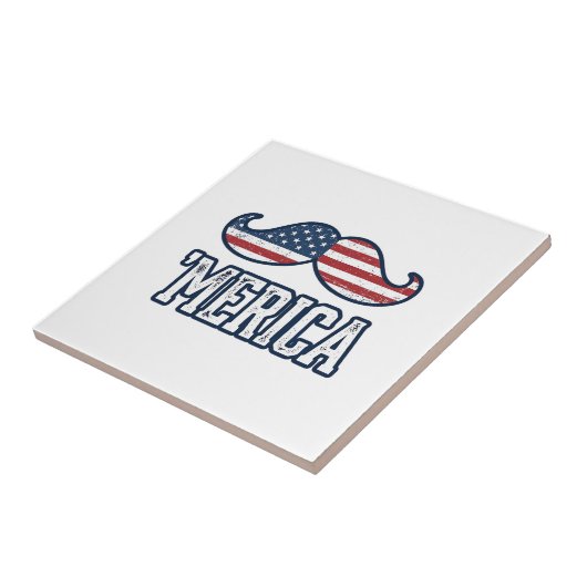 Distressed America Mustache Patriotic Vector Desig タイル (側面)