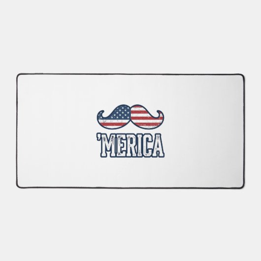 Distressed America Mustache Patriotic Vector Desig デスクマット (正面)