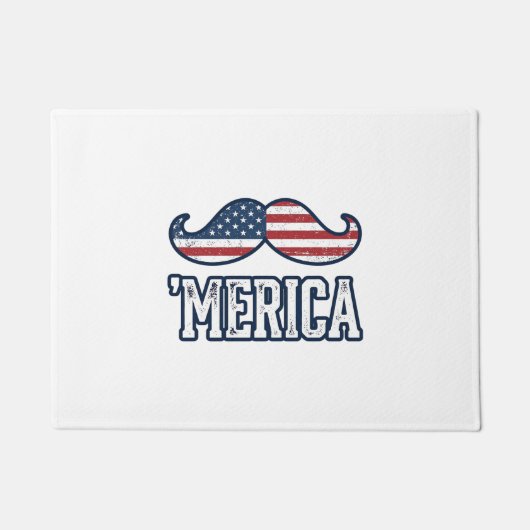Distressed America Mustache Patriotic Vector Desig ドアマット (正面)