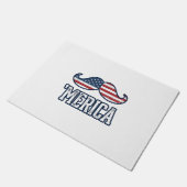 Distressed America Mustache Patriotic Vector Desig ドアマット (アングル)