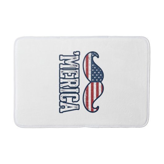 Distressed America Mustache Patriotic Vector Desig バスマット (正面)