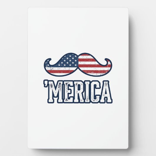 Distressed America Mustache Patriotic Vector Desig フォトプラーク (正面)