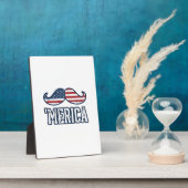 Distressed America Mustache Patriotic Vector Desig フォトプラーク (側面)