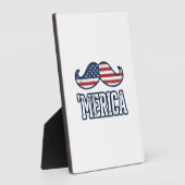Distressed America Mustache Patriotic Vector Desig フォトプラーク (側面)
