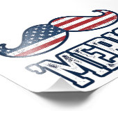 Distressed America Mustache Patriotic Vector Desig フォトプリント (角)