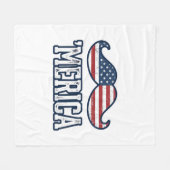 Distressed America Mustache Patriotic Vector Desig フリースブランケット (正面(横))
