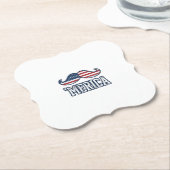 Distressed America Mustache Patriotic Vector Desig ペーパーコースター (アングル)