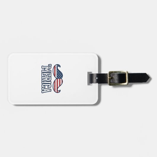 Distressed America Mustache Patriotic Vector Desig ラゲッジタグ (正面横)