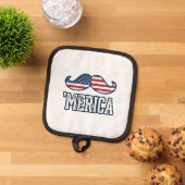 Distressed America Mustache Patriotic Vector Desig 鍋敷き (トップダウン)