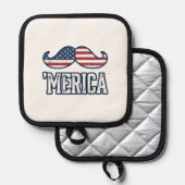 Distressed America Mustache Patriotic Vector Desig 鍋敷き (正面/裏面)