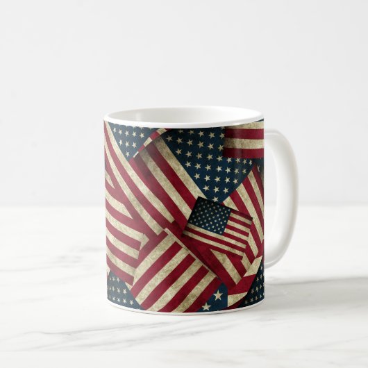 Distressed American Flag Art コーヒーマグカップ (正面右)