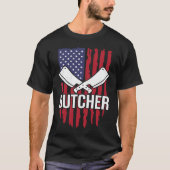 Distressed American Flag Butcher Cleaver Tシャツ (正面)