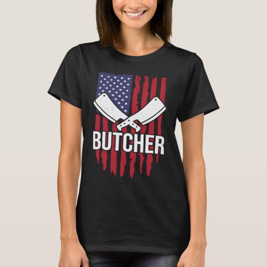 Distressed American Flag Butcher Cleaver Tシャツ (正面)