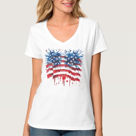 Distressed American Flag Christian Scripture Tee Tシャツ (正面)