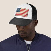 Distressed American Flag Patriotic Trucker Hat キャップ (インサイチュ)