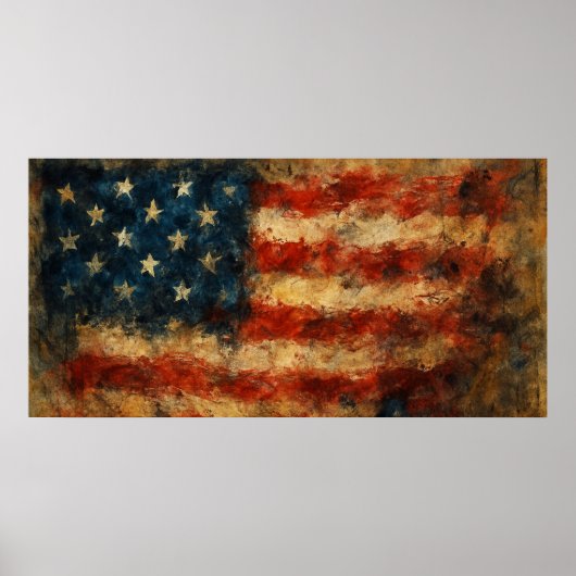 Distressed American Flag Vintage Patriotic  ポスター (正面)