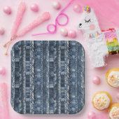 Distressed And Braided Blue Jean Denim ペーパープレート (パーティー)