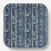 Distressed And Braided Blue Jean Denim ペーパープレート (正面)