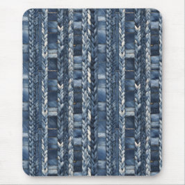 Distressed And Braided Blue Jean Denim マウスパッド