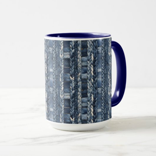 Distressed And Braided Blue Jean Denim マグカップ (正面右)