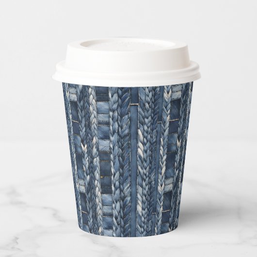 Distressed And Braided Blue Jean Denim 紙コップ (左)