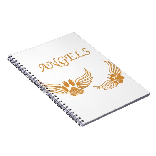 Distressed Angel Pet Paws ノートブック (右側)
