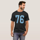 Distressed Baby Blue Number 76 Jersey Player Unifo Tシャツ (正面フル)
