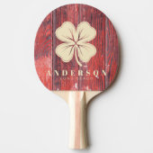 Distressed Barn Boards Four Leaf Clover with Name 卓球ラケット (正面)