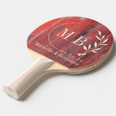 Distressed Barn Boards Leaf Wedding Monogram 卓球ラケット (正面アングル)