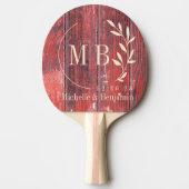 Distressed Barn Boards Leaf Wedding Monogram 卓球ラケット (正面)