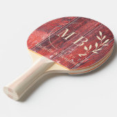 Distressed Barn Boards Leaf Wedding Monogram 卓球ラケット (正面アングル)
