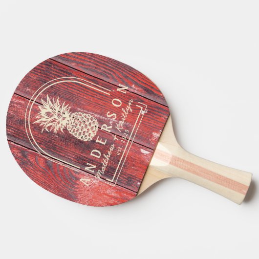 Distressed Barn Boards Pineapple Wedding Arch&Name 卓球ラケット (横)